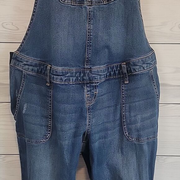 Indigo Blue Ankle Denim Women's Maternity Overalls Size L - Picture 3 of 11